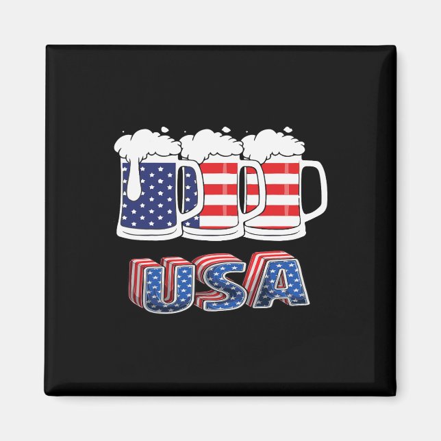 Aimant Drapeau de la bière américaine 4 juillet Merica Us (Devant)