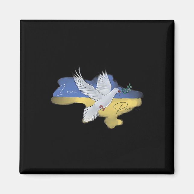 Aimant Drapeau de la colombe de la paix ukrainienne Coule (Devant)