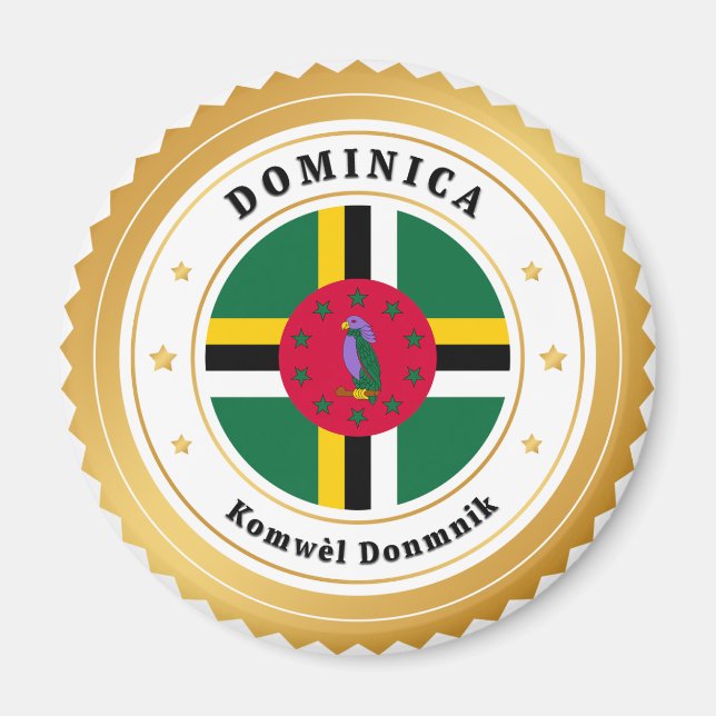 Aimant Drapeau de la Dominique (Devant)