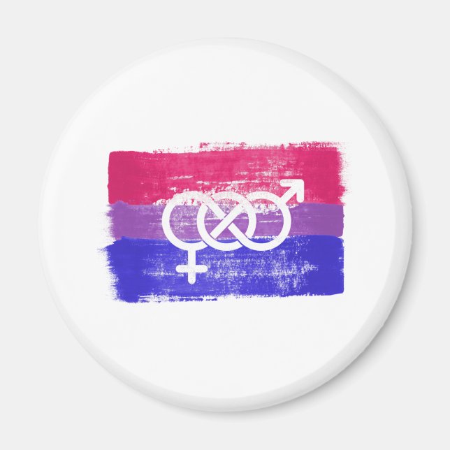 Aimant Drapeau de la fierté du symbole bisexuel peint (Devant)