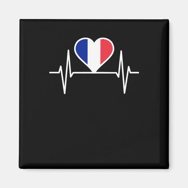 Aimant Drapeau de la France Battement de coeur (Devant)