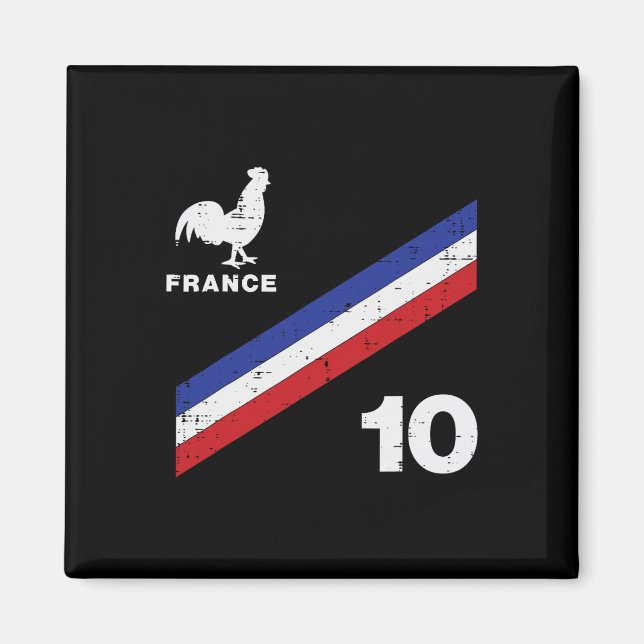 Aimant Drapeau de la France Coq Numéro 10 Supporter de Fo (Devant)