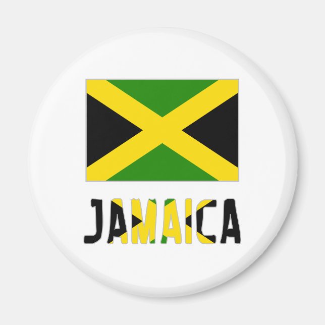 Aimant Drapeau de la Jamaïque & Mot (Devant)