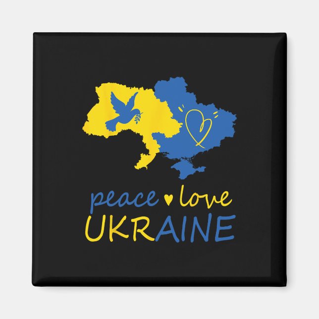 Aimant Drapeau de la Paix avec l'Ukraine, Amour pour l'Uk (Devant)