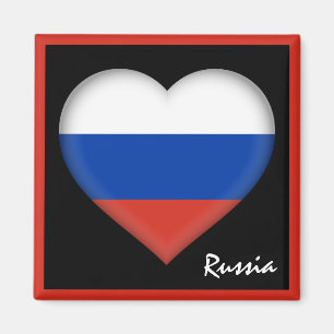 Aimant Drapeau de la Russie & Vacances de Coeur Russe Rus