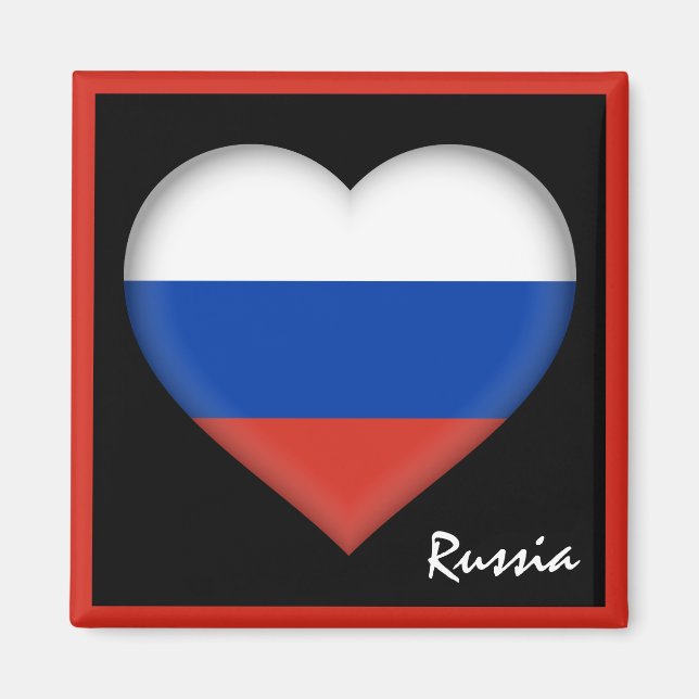 Aimant Drapeau de la Russie & Vacances de Coeur Russe Rus (Devant)