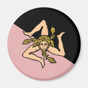 Aimant Drapeau de la Sicile (rose et noir), Italie