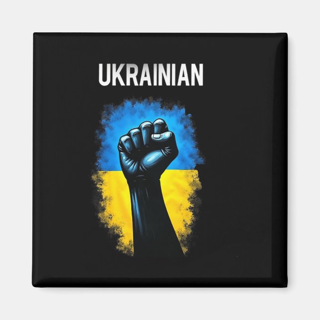 Aimant Drapeau de l'armée ukrainienne Symbole de tridente (Devant)