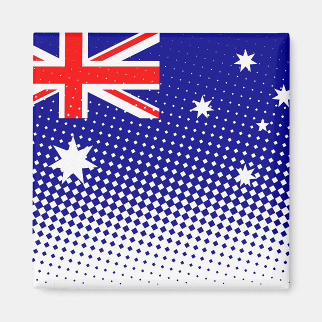 Aimant Drapeau De L'Australie Avec Effet Halftone (Devant)