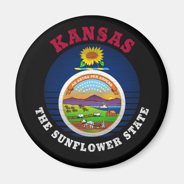 AIMANT DRAPEAU DE L'ÉTAT DE KANSAS SUNLOWER (Devant)