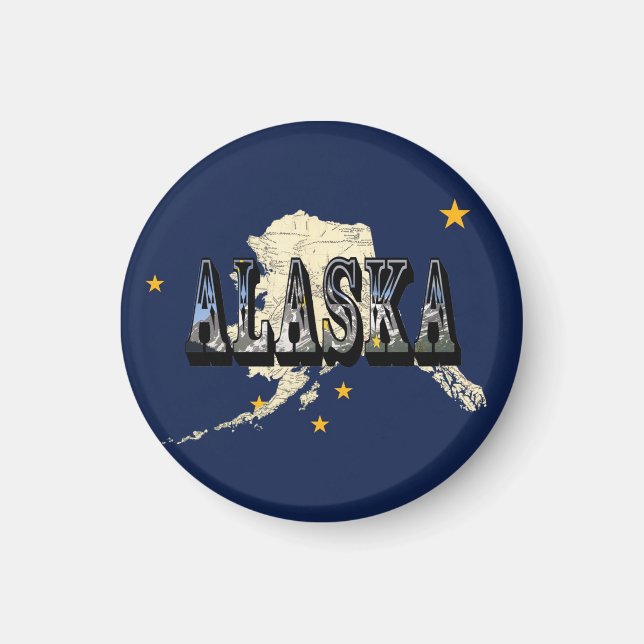 Aimant drapeau de l'État de l'Alaska (Devant)