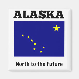 Aimant drapeau de l'état de l'Alaska, étiqueté avec la de