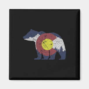 Aimant Drapeau de l'État de l'Ours Colorado Montagnes Roc