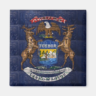 Aimant Drapeau de l'État du Michigan dans les plaques d'i