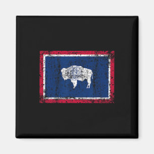 Aimant Drapeau de l'État du Wyoming Vintage Cadeau Hommes