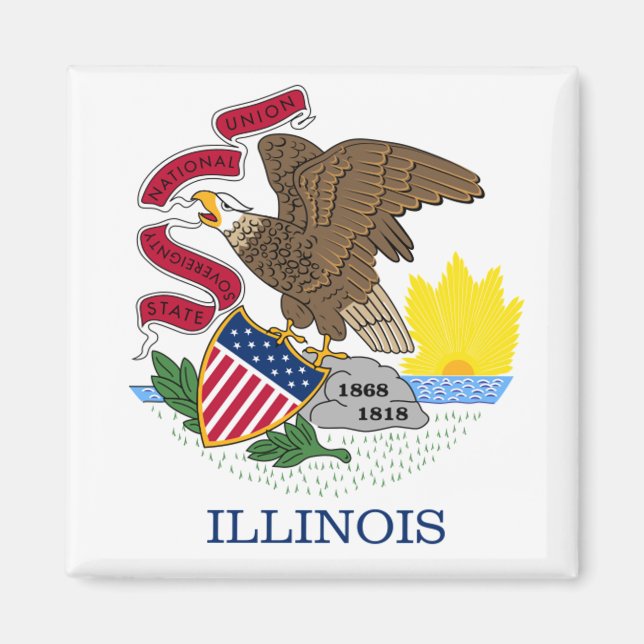 Aimant Drapeau de l'Illinois (Devant)