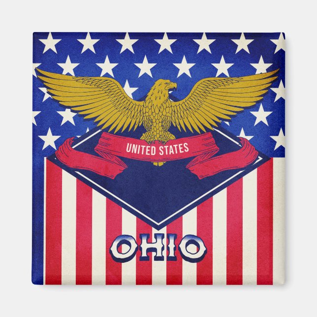 Aimant Drapeau de l'Ohio USA (Devant)