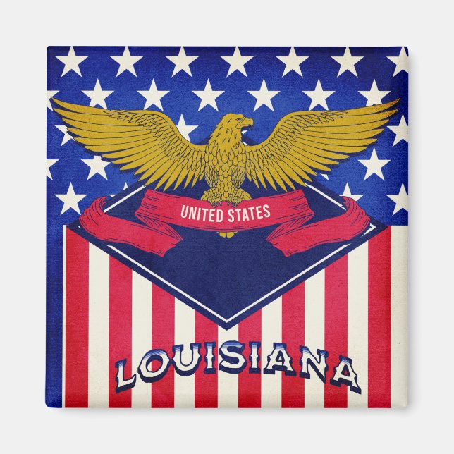 Aimant Drapeau de Louisiane États-Unis (Devant)