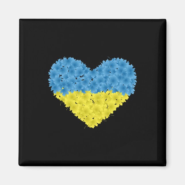 Aimant Drapeau de l'Ukraine Cœur Abstrait Hommes Femmes E (Devant)