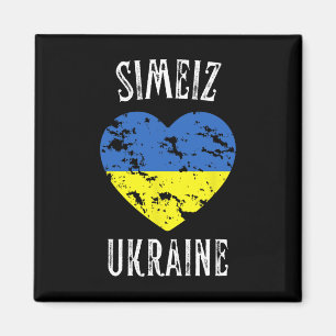 Aimant Drapeau de l'Ukraine Cœur Ville de Simeiz
