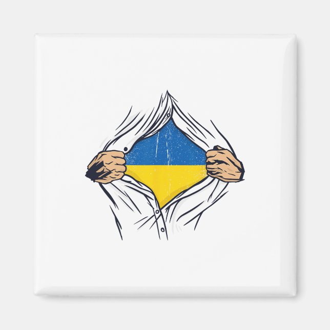 Aimant Drapeau de l'Ukraine pour les Ukrainiens avec fier (Devant)