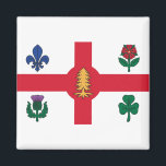 Aimant Drapeau de Montréal (Québec)<br><div class="desc">Magnet avec le drapeau de Montréal,  la ville la plus peuplée de la province de Québec,  Canada. Drapeau blanc avec croix rouge,  pin blanc,  fleur de lys bleu,  rose rouge de Lancaster,  shamrock et chardon</div>
