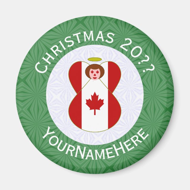 Aimant Drapeau de Noël ange canadien personnalisé  (Devant)