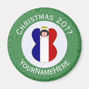 Aimant Drapeau de Noël Ange Français Personnalisé