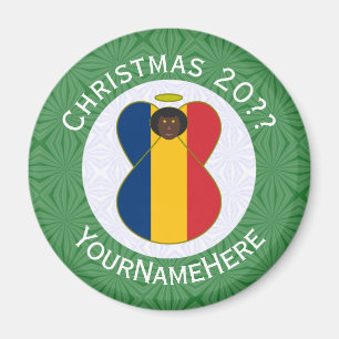 Aimant Drapeau de Noël ange tchadien personnalisé