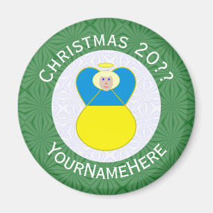 Aimant Drapeau de Noël de l'ange ukrainien Texte personna