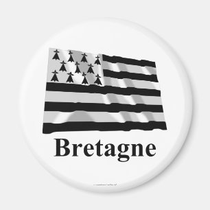 Aimant Drapeau de ondulation de la Bretagne avec le nom