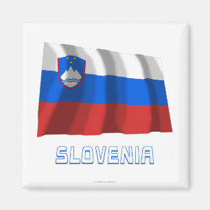 Aimant Drapeau de ondulation de la Slovénie avec le nom