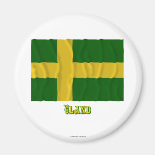 Aimant Drapeau de ondulation d'Öland avec le nom