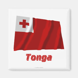 Aimant Drapeau de ondulation du Tonga avec le nom
