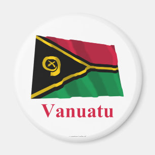 Aimant Drapeau de ondulation du Vanuatu avec le nom