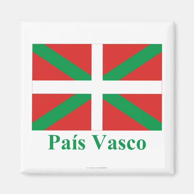 Aimant Drapeau de País Vasco (Euskadi) avec nom (Devant)