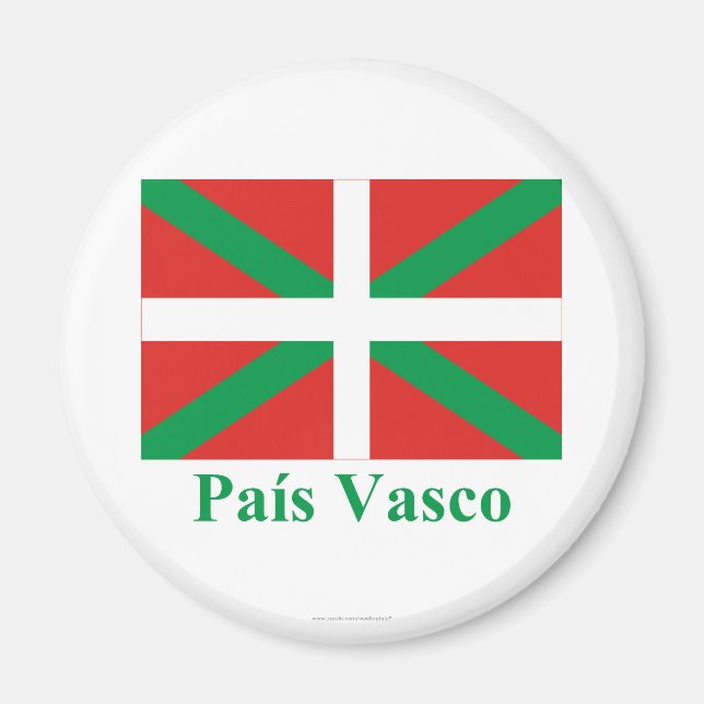 Aimant Drapeau de País Vasco (Euskadi) avec nom (Devant)