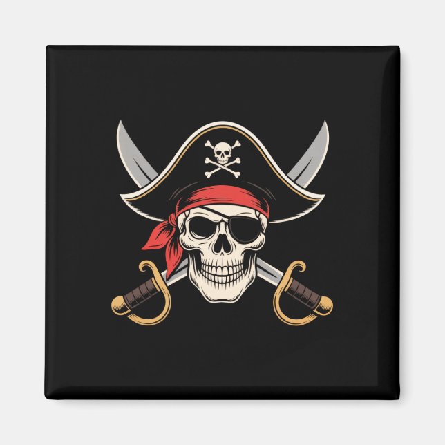 Aimant Drapeau de pirate de crâne Jolly Roger Halloween d (Devant)