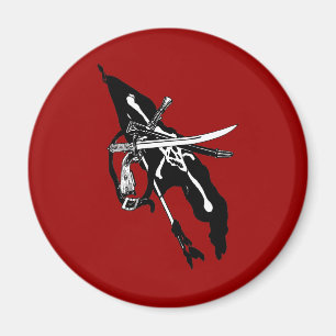 Aimant Drapeau de pirates vintage, crâne et tibias Jolly 