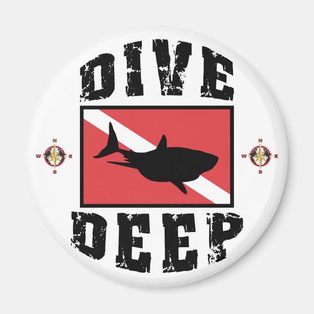 Aimant Drapeau de plongée de requin profond (Devant)