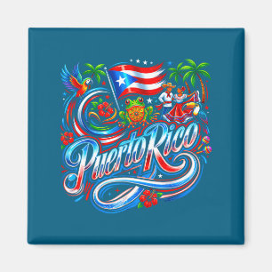 Aimant drapeau de Porto Rico grenouille florale boricua h