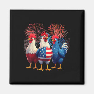 Aimant Drapeau De Poulet Usa Patriotique Drôle Poulet 4 D