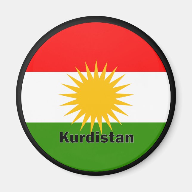 Aimant Drapeau de qualité Roundel Kurdistan (Devant)