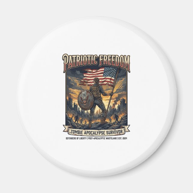 Aimant Drapeau de rouille patriotique Survivant Apocalyps (Devant)