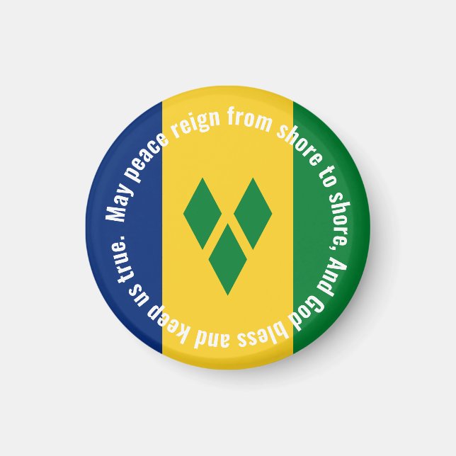 Aimant Drapeau de Saint-Vincent-et-les-Grenadines Hymne V (Devant)