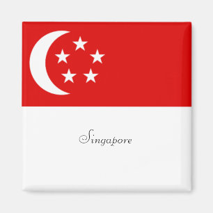 Aimant Drapeau de Singapour, étiqueté,