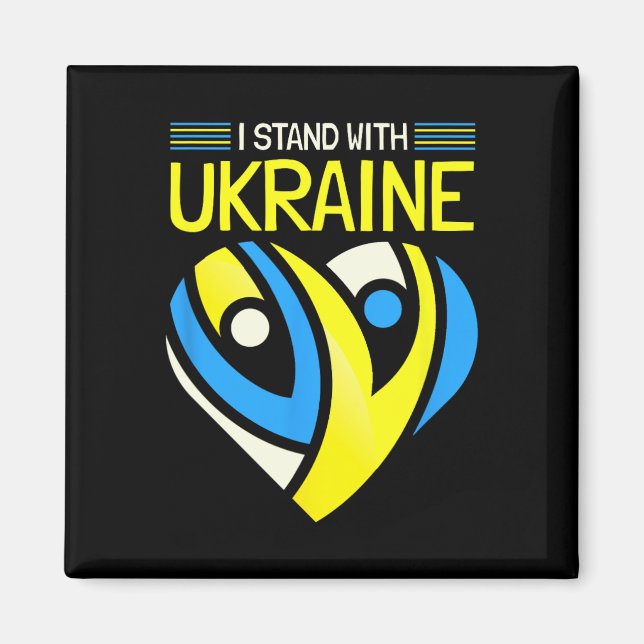 Aimant Drapeau de soutien à l'Ukraine Anti-Poutine Dire n (Devant)