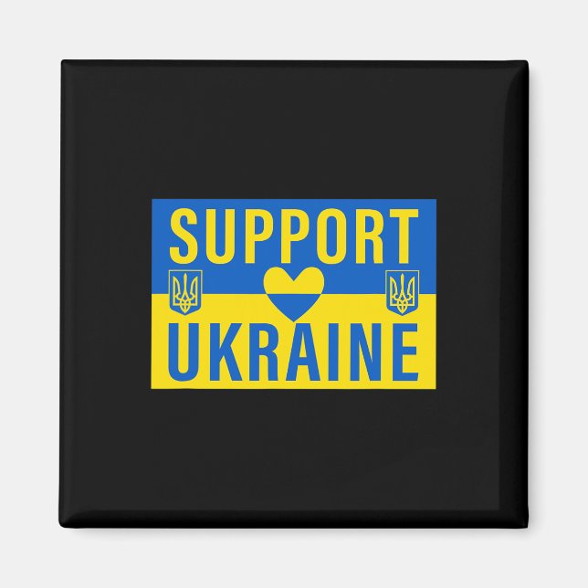 Aimant Drapeau de soutien à l'Ukraine avec cœur  (Devant)