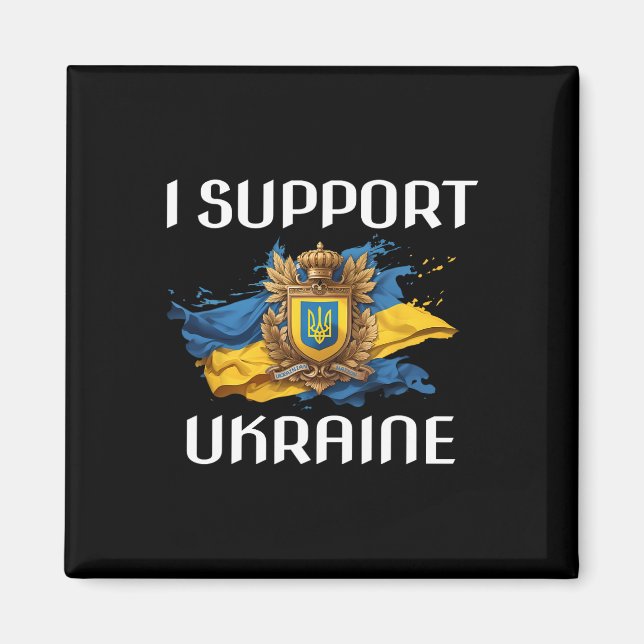 Aimant Drapeau de soutien à l'Ukraine et symbole du peupl (Devant)