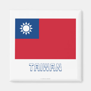 Aimant Drapeau de Taïwan avec le nom